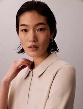 Camisola polo de malha folgada