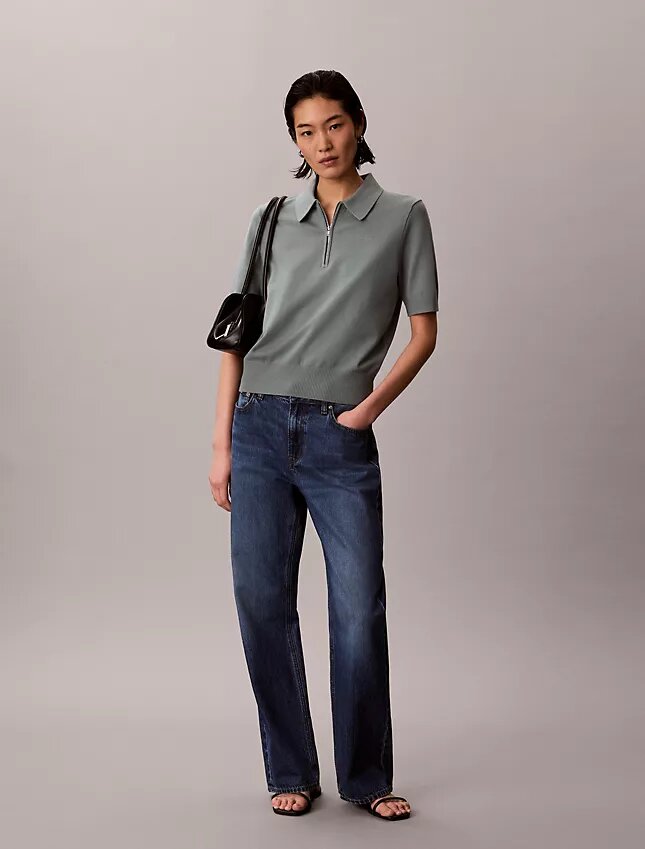 Camisola polo de malha folgada Camisola polo de malha folgada