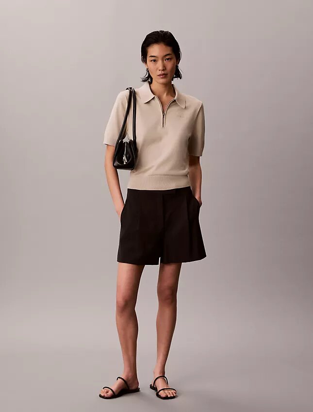 Camisola polo de malha folgada Camisola polo de malha folgada