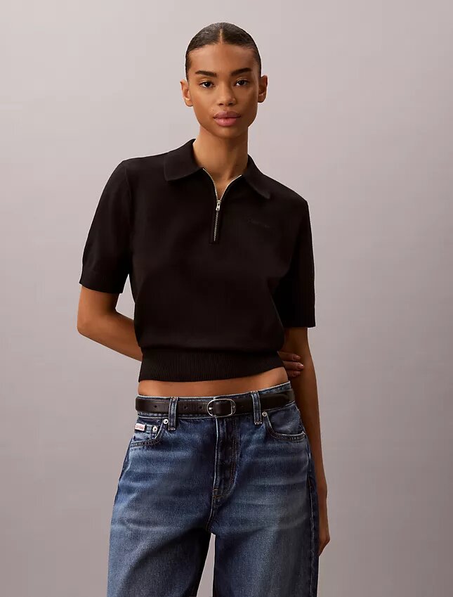 Camisola polo de malha folgada Camisola polo de malha folgada