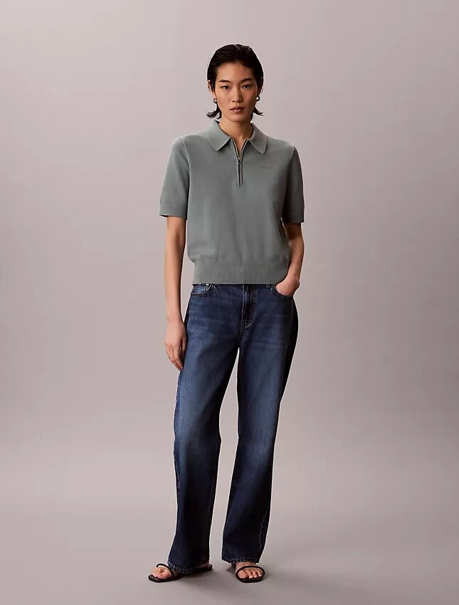 Camisola polo de malha folgada Camisola polo de malha folgada