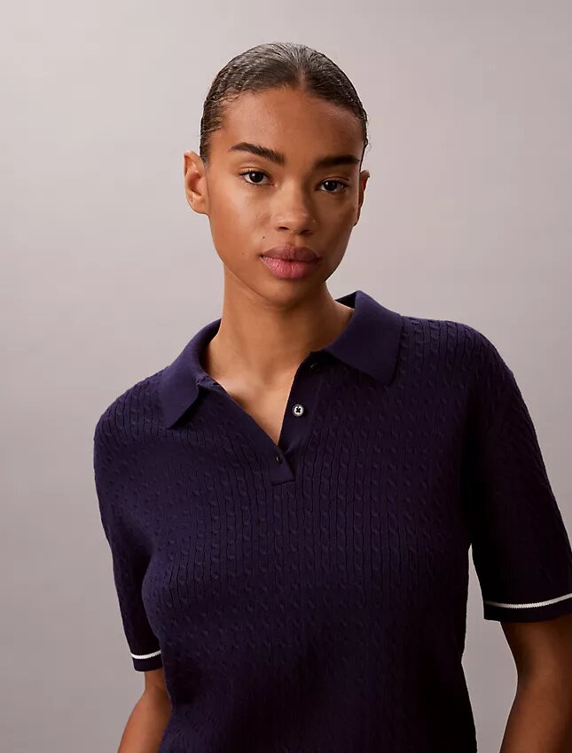 Camisola Polo de Malha Trançada Monologo Camisola Polo de Malha Trançada Monologo