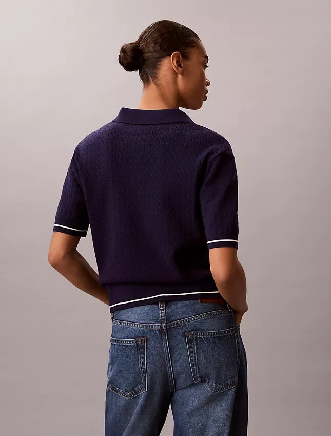 Camisola Polo de Malha Trançada Monologo Camisola Polo de Malha Trançada Monologo