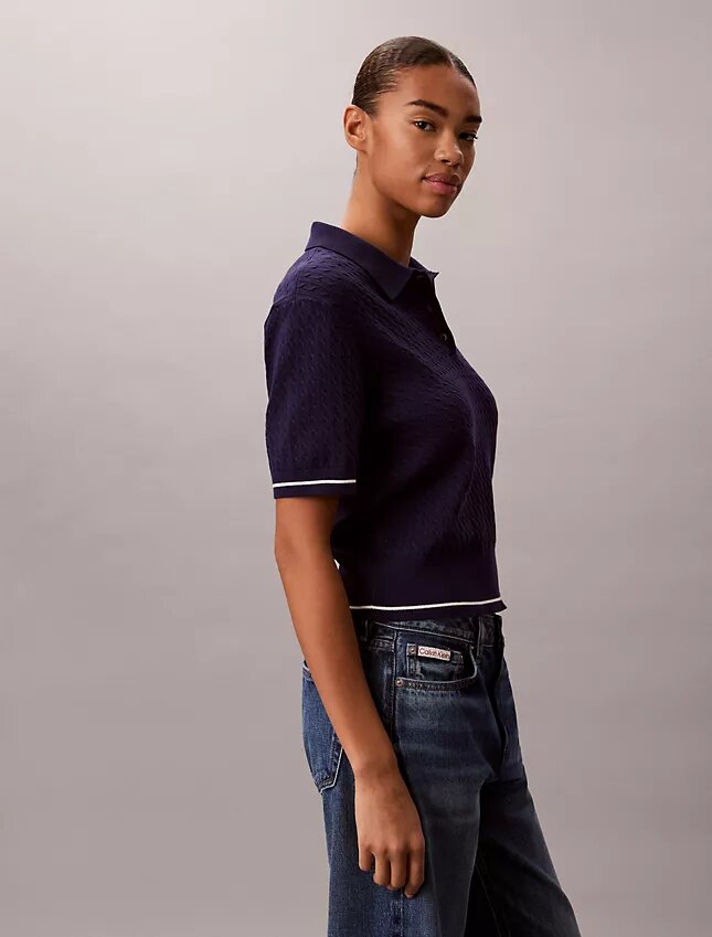 Camisola Polo de Malha Trançada Monologo Camisola Polo de Malha Trançada Monologo
