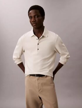 Camisola polo descontraída em jacquard