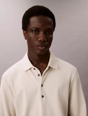 Camisola polo descontraída em jacquard