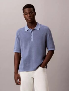 Camisola Polo em Algodão Waffle