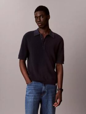 Camisola Polo em Algodão Waffle