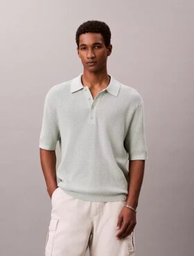 Camisola Polo em Algodão Waffle