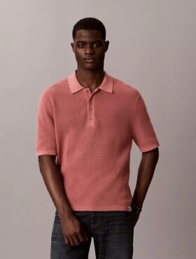 Camisola Polo em Algodão Waffle