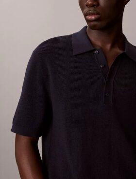 Camisola Polo em Algodão Waffle