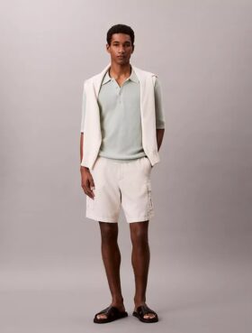 Camisola Polo em Algodão Waffle