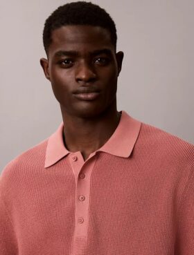 Camisola Polo em Algodão Waffle