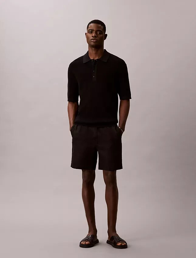 Camisola Polo em Algodão Waffle Camisola Polo em Algodão Waffle