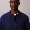 Camisola polo em malha waffle de algodão suave Camisola polo em malha waffle de algodão suave
