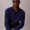 Camisola polo em malha waffle de algodão suave Camisola polo em malha waffle de algodão suave