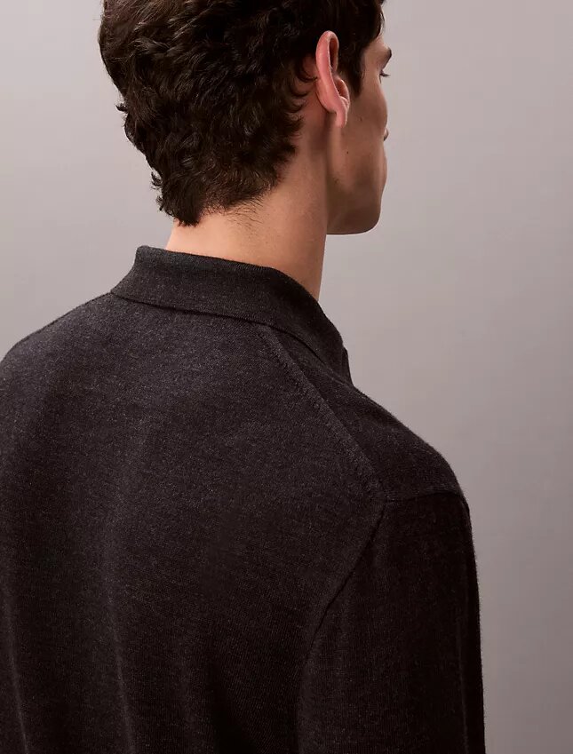 Camisola Polo em Mistura de Lã Merino Extra Fina Camisola Polo em Mistura de Lã Merino Extra Fina