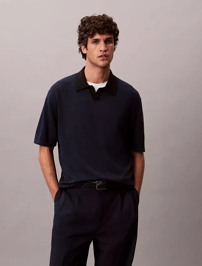 Camisola Polo em Mistura de Linho Camisola Polo em Mistura de Linho