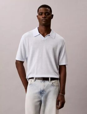 Camisola Polo em Mistura de Linho