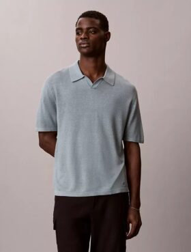 Camisola Polo em Mistura de Linho