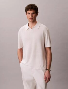 Camisola Polo em Mistura de Linho