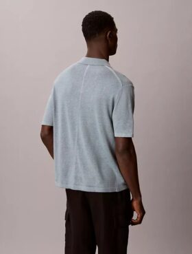 Camisola Polo em Mistura de Linho