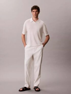 Camisola Polo em Mistura de Linho