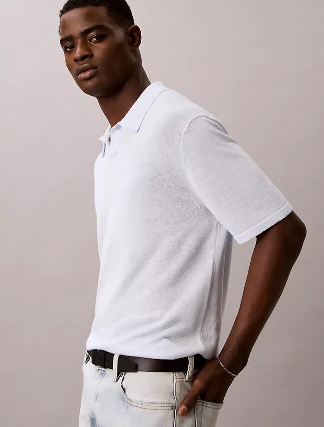Camisola Polo em Mistura de Linho Camisola Polo em Mistura de Linho
