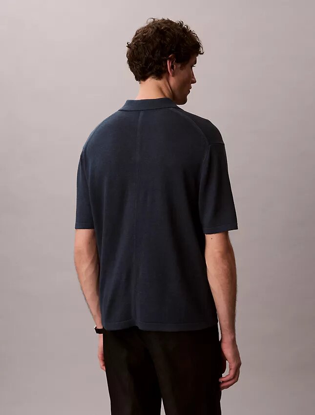 Camisola Polo em Mistura de Linho Camisola Polo em Mistura de Linho