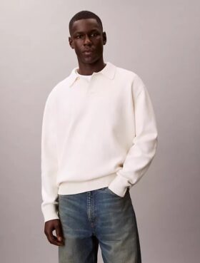 Camisola polo folgada em algodão