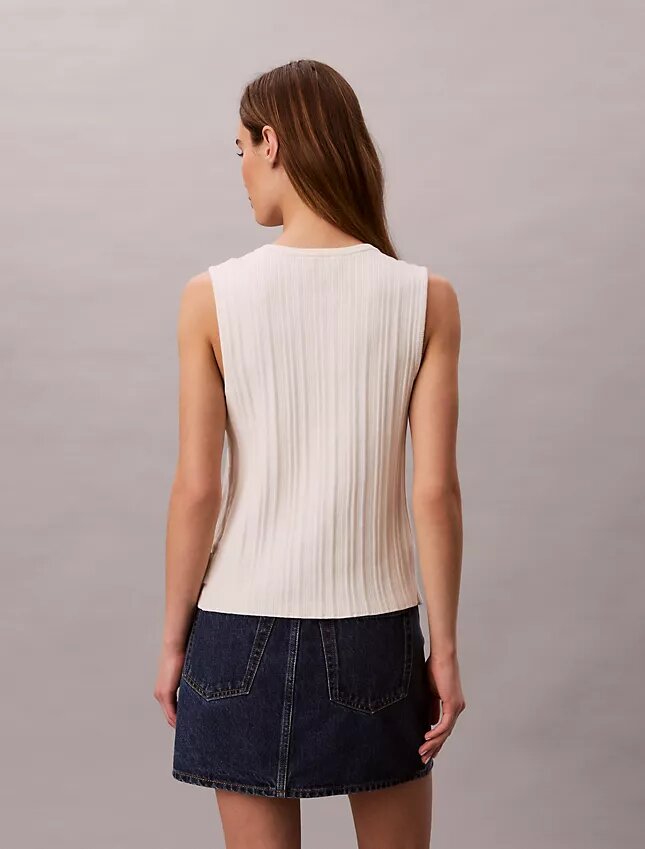 Camisola sem mangas com botões em malha de algodão lisa Camisola sem mangas com botões em malha de algodão lisa