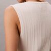 Camisola sem mangas com botões em malha de algodão lisa Camisola sem mangas com botões em malha de algodão lisa