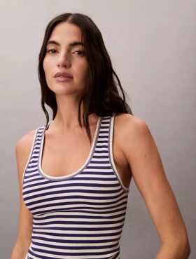 Camisola sem mangas com canelado em algodão