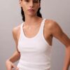 Camisola sem mangas com canelado em algodão Camisola sem mangas com canelado em algodão