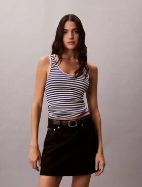 Camisola sem mangas com canelado em algodão