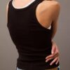 Camisola sem mangas com canelado em algodão Camisola sem mangas com canelado em algodão