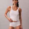 Camisola sem mangas com canelado em algodão Camisola sem mangas com canelado em algodão