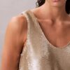 Camisola sem mangas com decote redondo e lantejoulas Camisola sem mangas com decote redondo e lantejoulas
