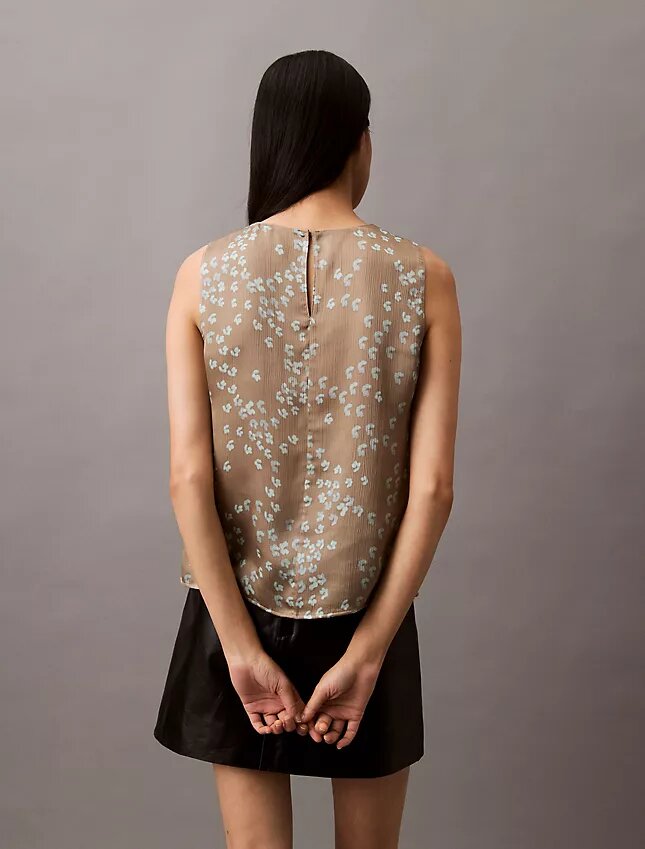 Camisola sem mangas com estampado em cetim Camisola sem mangas com estampado em cetim