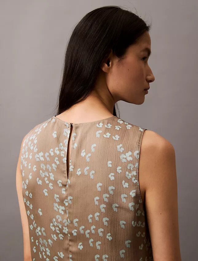 Camisola sem mangas com estampado em cetim Camisola sem mangas com estampado em cetim
