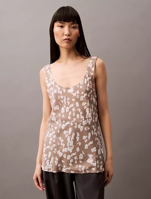 Camisola sem mangas com estampado fluido Camisola sem mangas com estampado fluido