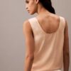 Camisola sem mangas com laço à frente em cetim amassado Camisola sem mangas com laço à frente em cetim amassado