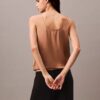 Camisola sem mangas com laço à frente em cetim amassado Camisola sem mangas com laço à frente em cetim amassado