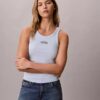 Camisola sem mangas com logótipo gráfico e canelado Camisola sem mangas com logótipo gráfico e canelado