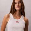 Camisola sem mangas com logótipo gráfico e canelado Camisola sem mangas com logótipo gráfico e canelado