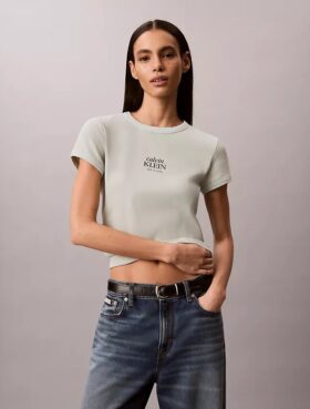 Camisola sem mangas com logótipo gráfico e canelado