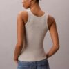 Camisola sem mangas com logótipo gráfico e canelado Camisola sem mangas com logótipo gráfico e canelado