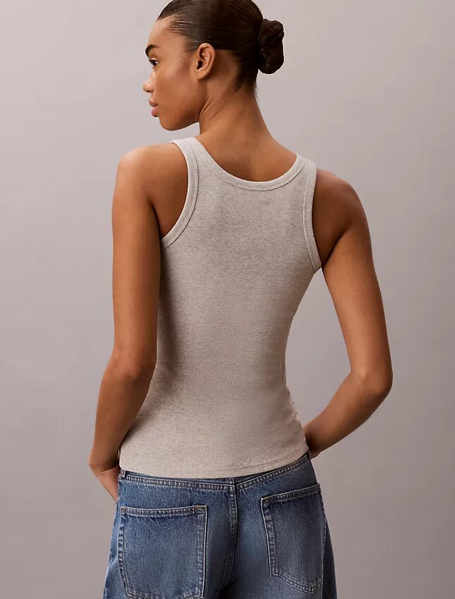Camisola sem mangas com logótipo gráfico e canelado Camisola sem mangas com logótipo gráfico e canelado