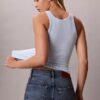 Camisola sem mangas com logótipo gráfico e canelado Camisola sem mangas com logótipo gráfico e canelado