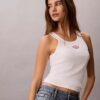 Camisola sem mangas com logótipo gráfico e canelado Camisola sem mangas com logótipo gráfico e canelado